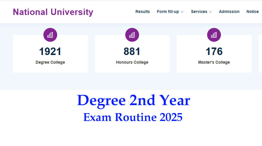 Degree 2nd Year Exam Routine 2025